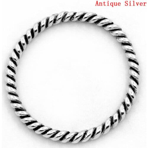 DoreenBeads Zinc metal alloy Closed Soldered Jump Rings Round Silver Color Stripe Pattern 18mm(6/8")Dia,25 PCs