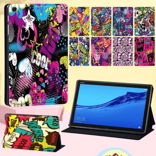 For Huawei MediaPad M5 Lite 10.1" New Flip Cover Case for Huawei MediaPad M5 10.8"/M5 Lite 8 Graffiti Series Leather Tablet Case