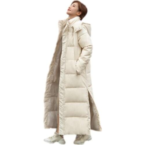 Cotton Thick Down Parka Female Hooded Winter Coat Cultivate Morality Fashion Eiderdown Hoodie Commute Over The Knee Loose 2021
