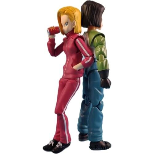 In stock Dragon Ball Z SHF Android 18 17 Super Saiya PVC Statue Action Anime Figure Model Collection Kids Toys Double Set