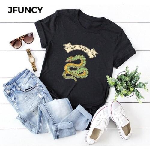 JFUNCY Womens Summer Loose Tops 5XL Oversize Casual Woman T-shirts Harajuku Vintage Print 100% Cotton Short Sleeve Tees Shirt