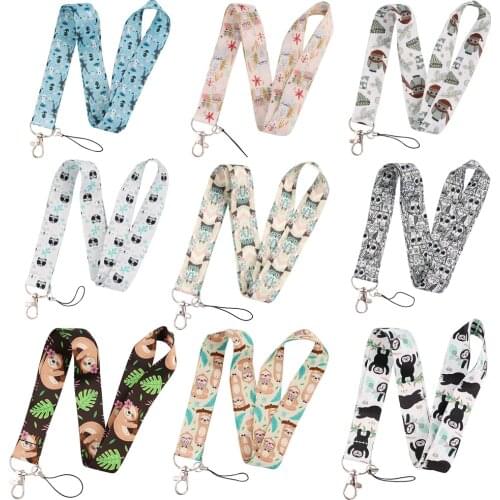 K3262 Rabbit Lanyards Cute Animal Sloth Neck Strap Phone Buttons ID Card Holder Lanyard for Keys DIY Hanging Rope Necklaces
