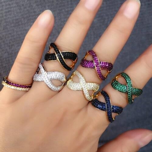 Luxury Bow Shape Ring Paved multicolor Micro Cubic zircon charm Gold color Adjustable Women Finger Rings Fashion Party Jewelry