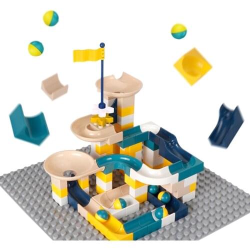 100PCS Marble Race Run DIY Track Ball Building Blocks Set Plastic Funnel Slide Compatible with Big Size Bricks Toys for Children