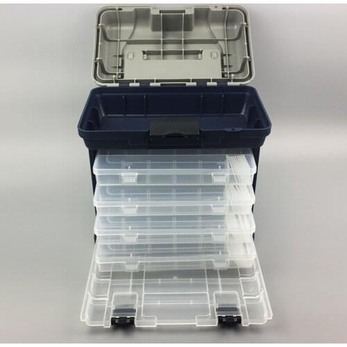 Fishing Tackle Box Portable 4 Layers Fishing Box Sea Boat Fishing Accessory Box Case With Handle Utility Box 26 * 26 * 17cm