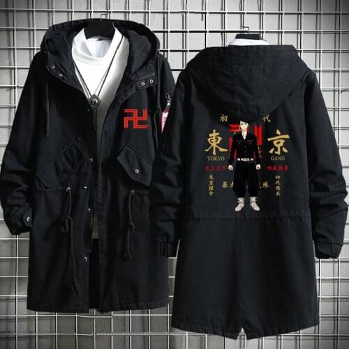 Anime Tokyo Revengers Kokounoi Hajime Cosplay Costume Trench Coat Overcoat Tokyo Manji Gang Black Outfits Woman Man