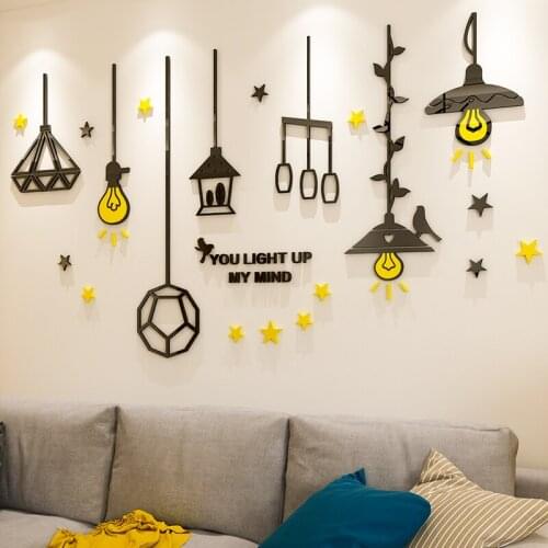 Lamp living room bedroom background wall warm 3d three-dimensional wall stickers room self-adhesive paper decoration