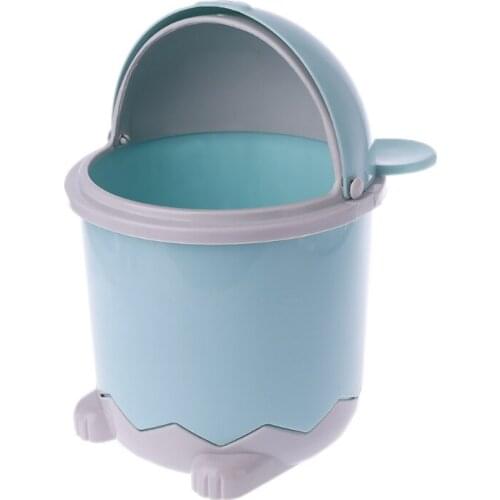 Mini Bear Waste Bin Desktop Garbage Basket Table Home Trash Can Swing Lid 1.5L