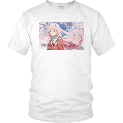 Mens Fashion Darling In The Franxx T-Shirt Harajuku Kawaii Zero Two Graphic Tshirt Short Sleeve Hip Hop T Shirt Cotton Tee Tops