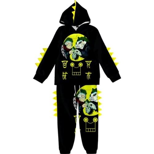 2 to 14 years old childrens Hoodies +Sweatpants Suits Anime Jujutsu Kaisen Cosplay Costume Dinosaur Sportswear Sets Personality