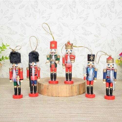 Set 6pcs Wooden Nutcracker 12cm for Desk Ornaments Decor Toys