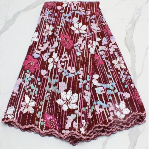 Latest African Lace Fabrics 2021 Party Nigerian Velvet Tull Lace Fabric With Sequins French Mesh Lace Fabric For Dress 4341B