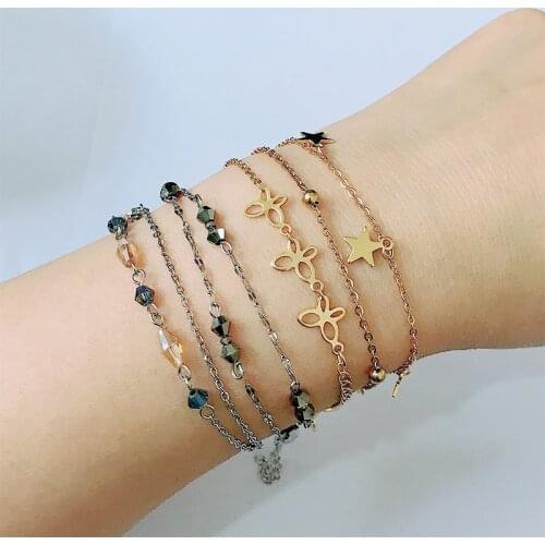 SUQI new Stainless steel butterfly No fade Bracelets Adjustable size Bangles For Women Girls gold color Bracelets Jewelry gift