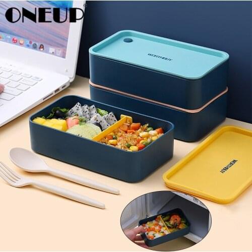 ONEUP Leakproof Lunch Box For Student Children Japanese-style Bento Box With Removable Bezel Microwave Heating Food Container
