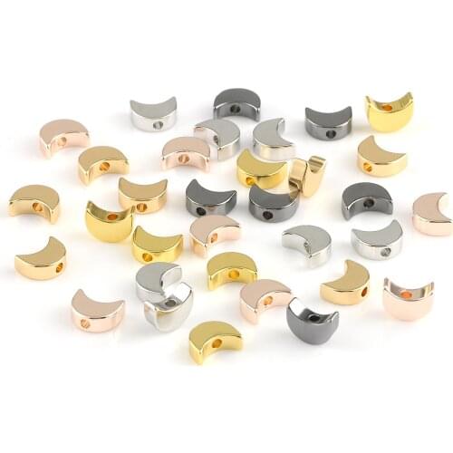 Charms Crescent Moon Beads Plated Crafts Color Retention Copper Beads For Jewelry Making Diy Bracelet Necklace 10pcs/20pcs