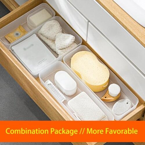 1 sets Drawer Organizer Box Transparent Frosted Plastic Storage Box for Cosmetic Desk Storage Box Living Room Sundries Organizer