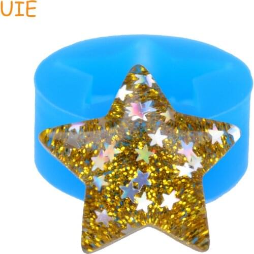 PYL569U 33.1mm Star Silicone Mold - Jewelry Pendant Cabochon Resin DIY Mold, Candy Chocolate Sugarcraft Fondant Cake Decorating