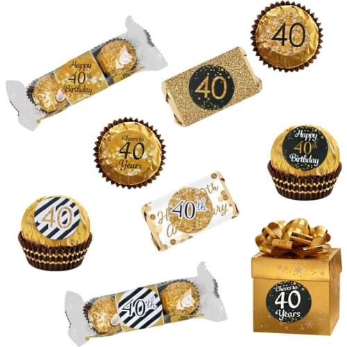 30th 40th 50th Paper sticker self-adhesive round anniversary stickers 40year old birthday party decorations adult Gift bag decor