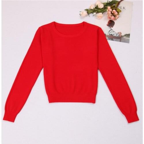 Woolen Sweaters for Women Knitted Crop Tops Pullovers O-Neck Solid White Jumper Long Sleeve 2021 Spring Autumn Korean Clothing