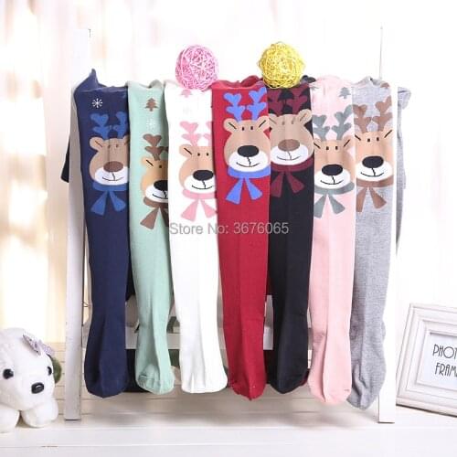 Cute little deer embroidered leggings for children girls cotton pantyhose spring autumn fashion warmer baby kids girl pants