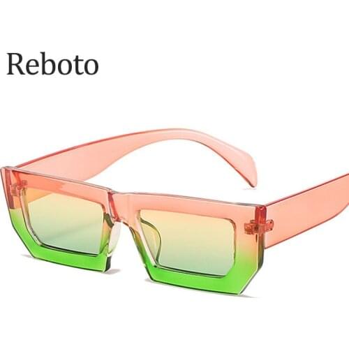 Vintage Rectangle Sunglasses Lady Fashion Small Pink Clear Shades For Women Fashion Square Small Flat top Sunglasses Female