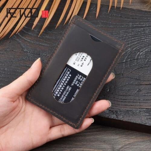 AETOO Simple crazy horse pickup bag, creative retro casual cowhide wallet, leather wallet