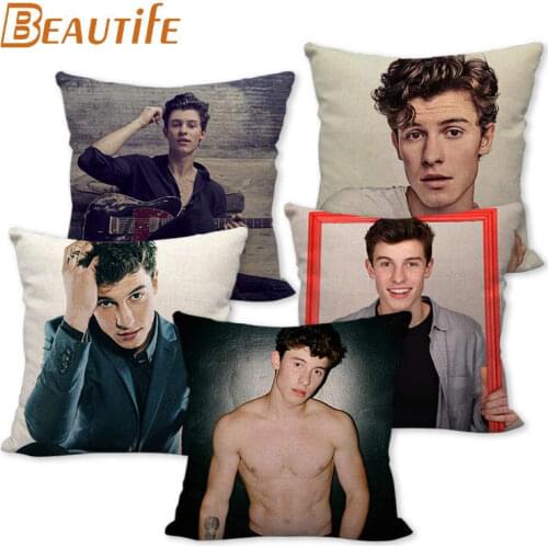 Custom Shawn Mendes Pillowcase 45X45cm Wedding Decorative Pillow Cover Eco-Friendly Cotton Linen Fabric Pillow Case