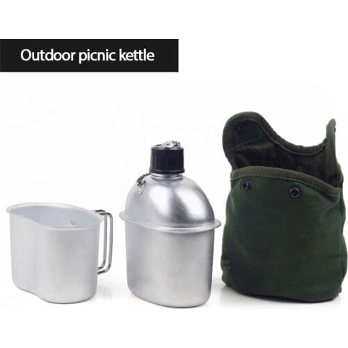 Outdoor Camping Titanium Military Canteen Cups Water Bottle Bowl Kettle Cooking Set Mess Kit Adventure Survival Water Bottle