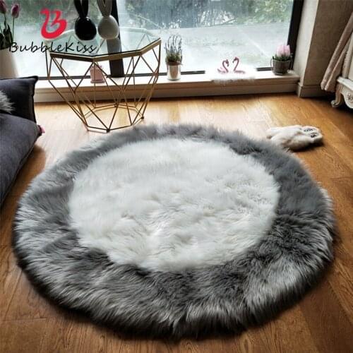 Bubble Kiss Thick Wool Fur Rugs Plush Round Carpets For Bedroom Home Living Room Decoration Soft Bedside Long Hair Flurry Rugs