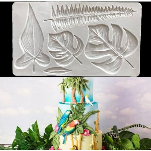Tropical Theme Cake Decorating Tool Palm Leaves Silicone Mold Clay Fondant Mold DIY Candy Sugar Cookies Chocolate Mould Baking