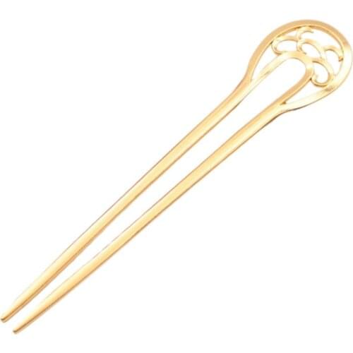 Womens U-Shaped Metal Long Hair Fork Hollow Out Antique Vintage Decorative Stick Hairpin Updo Chignon Barrettes DIY Bookmark