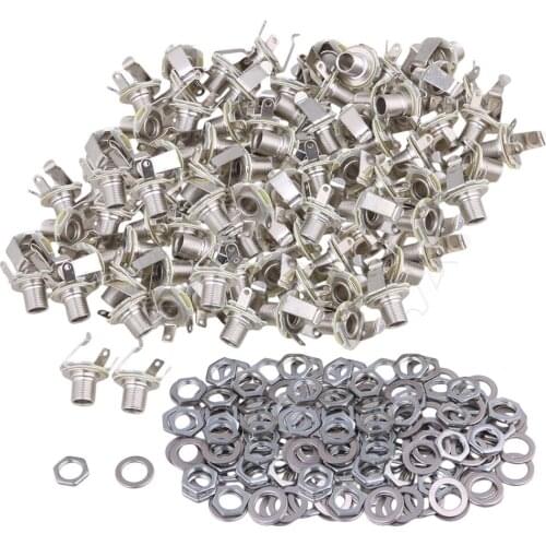 Yibuy 100 Pieces Mono 1/4 Inch Jack Socket for Electric Guitar & Bass Replacement