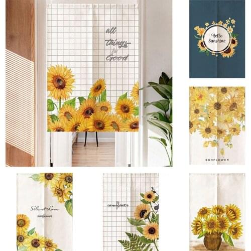 Sunflower Bedroom Shower Partition Door Curtain Office Geomantic Blackout Curtain Half Panel Curtain Doorway Hanging Curtain