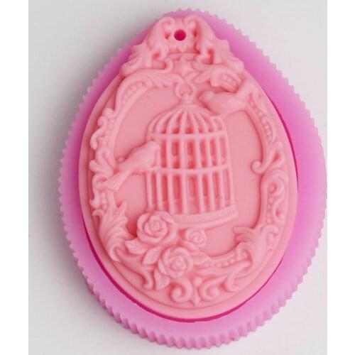 Silicone pendant mold bird cage Cement clay soap making mould DIY Plaster Plate Silicone mold