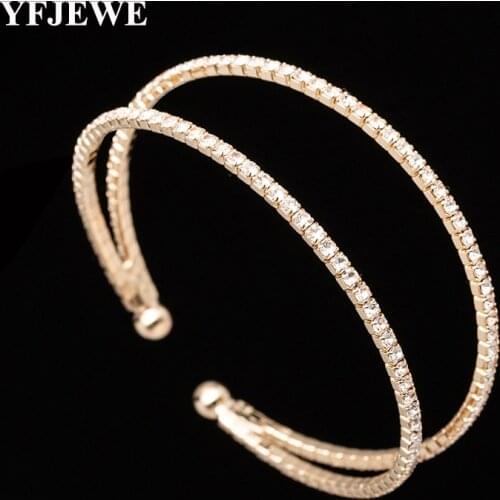 YFJEWE Women Crystal Open Bracelet Handmade Jewelry Gold Color Bracelet For Women Christmas Gifts B256