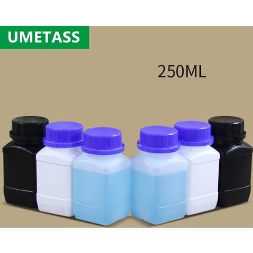 10PCS Wide Mouth Sample Sealing Liquid/Solid Storage Bottles 250ML Plastic Lab Chemical Reagent Bottle Food Grade Container