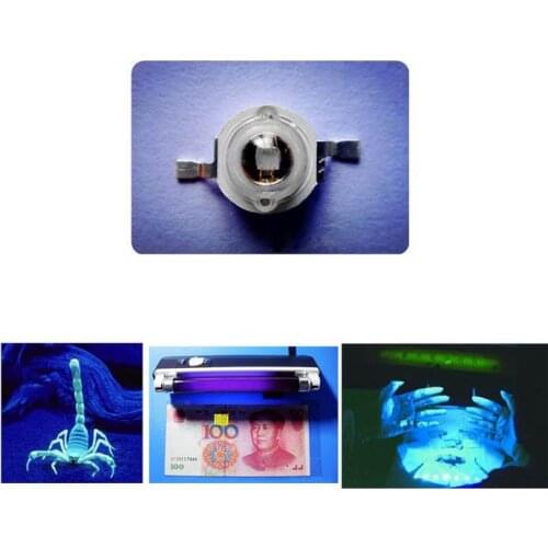 2pcs LED Diodes UV 1W Purple Light Emitting Diode High Power LED Diodo Beads 1-Watt LED Diod Ultraviolet 395-400nm Copper Base