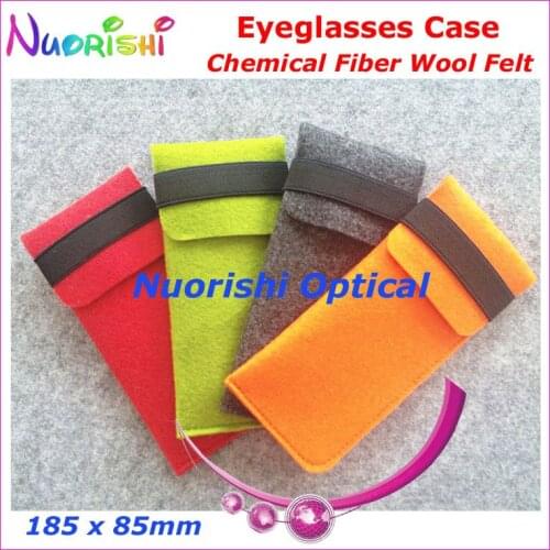 20pcs 4 Colors Fashion Industrial Felting Wool Fibre With Flap Glasses Eyeglass Sunglasses Case Pouch Bag WF06 Free Shippin