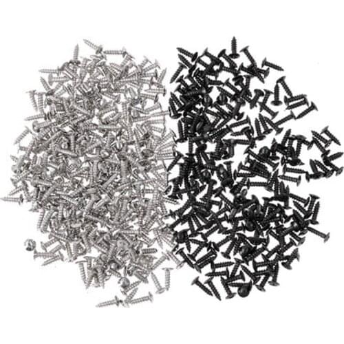 200 Piece Bass And Guitar Pickguard Mounting Screws Scratch Plate, Silver And Black