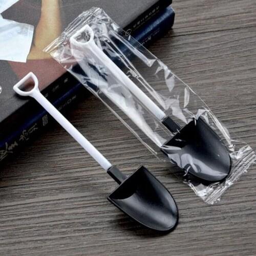 2000pcs Disposable Potted Pure Black White Ice Cream Scoop Shovel Small Potted Flower Pot Spoon Free Shipping ZA5400