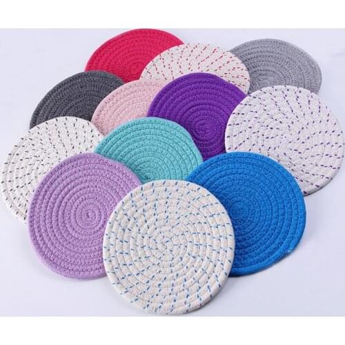 3Pcs/Set Pot Mats Heat-resistant Eco-friendly Cotton Woven Hot Pot Coaster for Cup