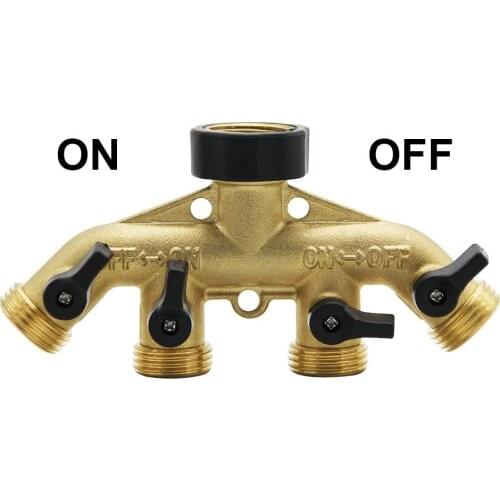 4 Way Brass Garden Four-way Ball Valve for Garden Hose Splitter 4 Way Tap Hose Connectors Water Distributor Switch