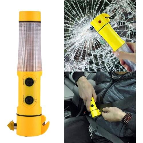 4 In 1 Car Window Breaker Safety Belt Cutter Flashlight LED Signal Light Emergency Sersonal Safety First Aid Justifiable