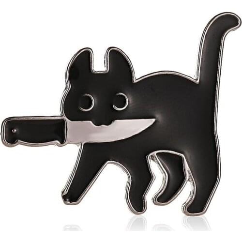 Cartoon Creative Black Cat Modeling Pop-Enamel Pin Lapel Badges Brooch Funny Fashion Jewelry