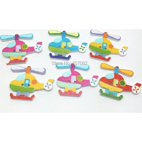 1000pcs Airplane Printed Wood Buttons 32x25mm 2 Holes Sewing Button Embellishment Scrapbooking Cardmaking