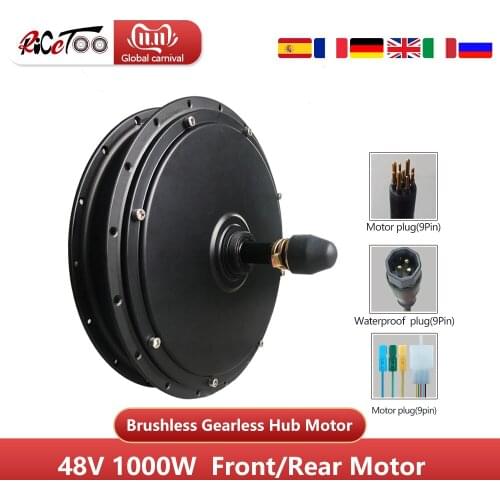 EBike Conversion Kit Brushless Hub Motor 48V 1000W Front 100mm Rear wheel 135-142mm Brushless Hub Motor Waterproof SM Motor