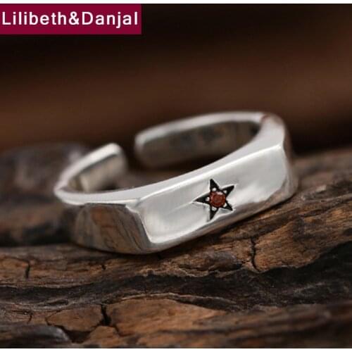 Smooth opening five-pointed star inlaid zircon ring 100% Real 925 sterling silver ring jewelry for men or women wedding ring GR2
