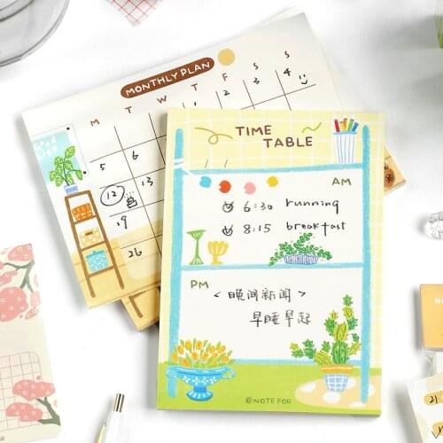 JIANWU 50/100 sheets Love Journal Series Memo Pad Kawaii Efficiency Plan Punch Card Notes Pad Decoration notepads stationery