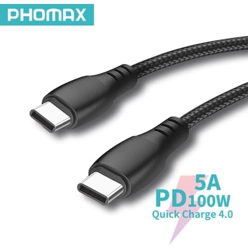 PHOMAX PD 5A 100W USB C to USB Type-C Cable QC3.0 Fast Charge Data Cable For Macbook Samsung S20 S10 Plus USB C Cable For Huawei