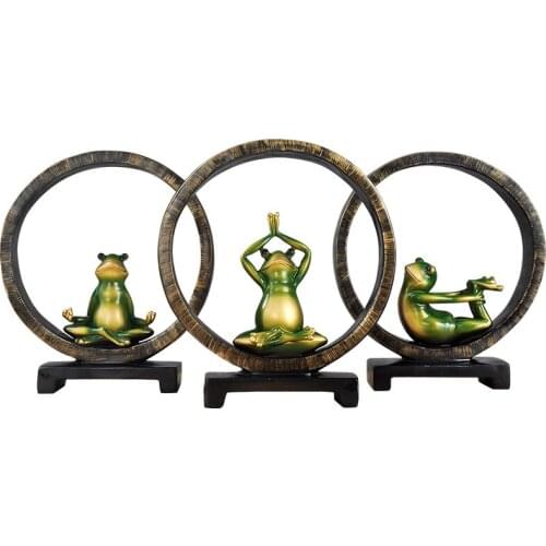 KAWAII YOGA FROG FIGURINE GIRLS DREAM MODERN ART SCULPTURE DOLLS RESIN CRAFTS ANIMAL EUROPEAN STYLE HOME DECORATION R1456